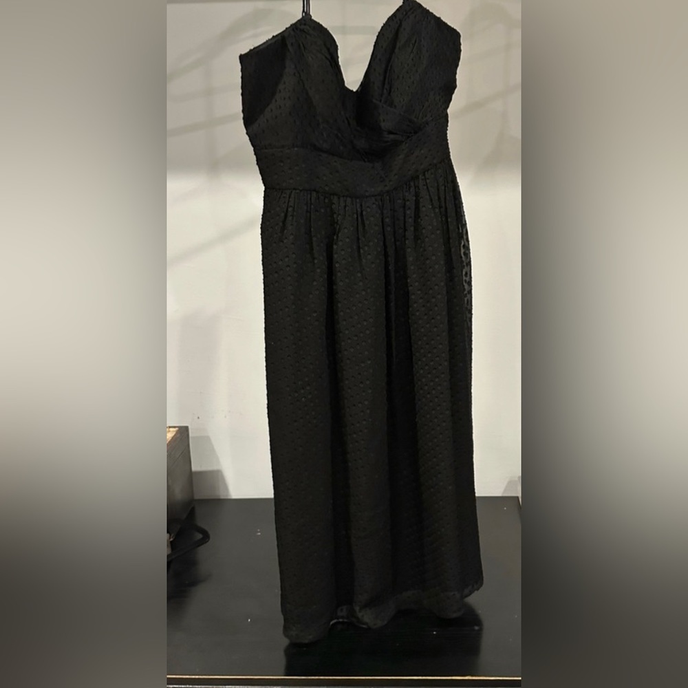 Shoshanna black mid length spaghetti strap dress